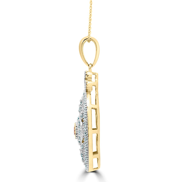 0.10Ct Orange Diamond Pendant With 0.33Tct Diamond Accents Set In 14K Yellow Gold