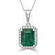 2.9ct   Emerald Pendants with 0.21tct Diamond set in 14K White Gold