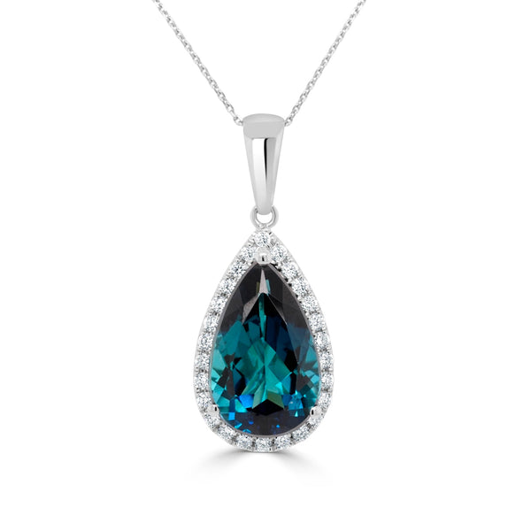 4.73ct Tourmaline Pendant with 0.27tct Diamonds set in 14K White Gold