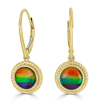 2.99tct Ammolite Earrings set in 14K yellow gold