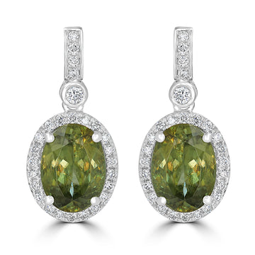 5.6tct Sphene Earring with 0.47tct Diamonds set in 14K White Gold