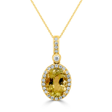 2.6ct Tourmaline Pendant with 0.23tct Diamonds set in 14K White Gold
