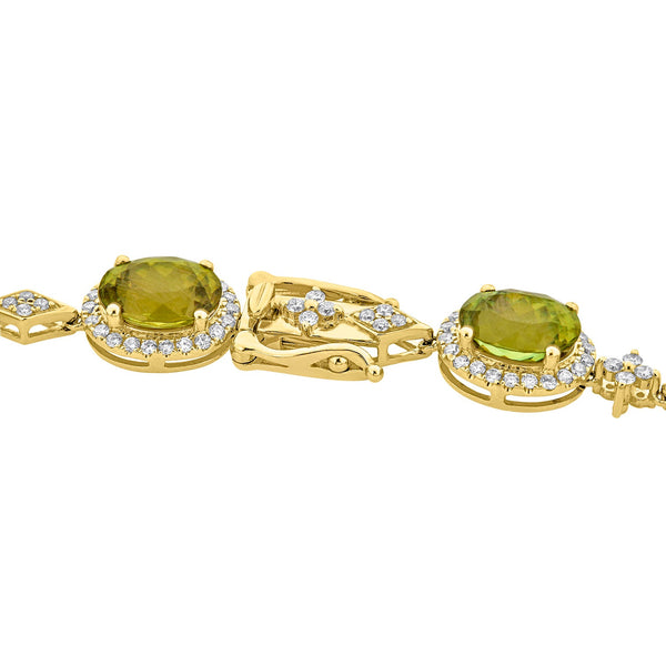 19.75tct Sphene Bracelet with 2.10tct Diamonds set in 14K Yellow Gold