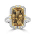 4.8ct  Yellow Beryl Rings with 0.54tct Diamond set in 18K Two Tone Gold