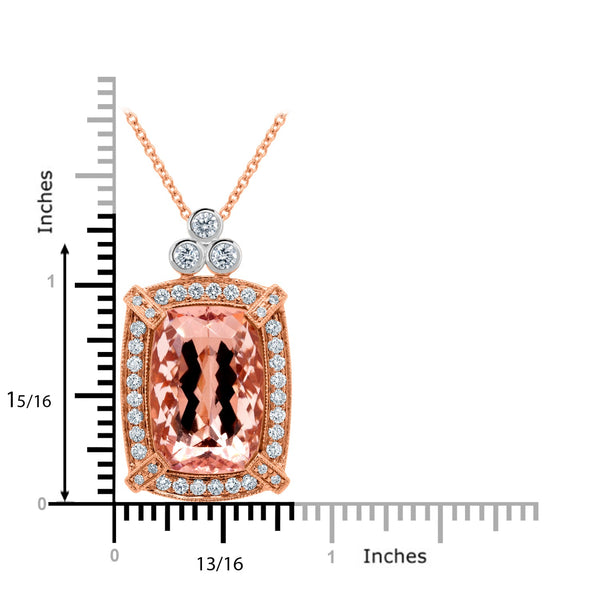 16.96ct Morganite Pendant with 1.12tct Diamonds set in 14K Two Tone Gold