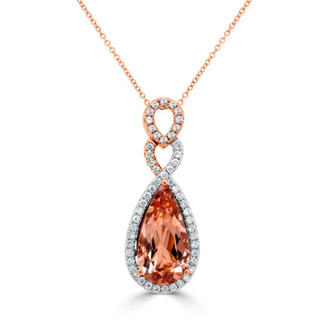 9.3ct Morganite Pendant with 1.54tct Diamonds set in 14K Two Tone Gold