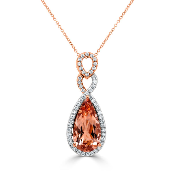 9.3ct Morganite Pendant with 1.54tct Diamonds set in 14K Two Tone Gold