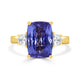 6.14 Tanzanite Rings with 0.41tct Diamond set in 18K Yellow Gold