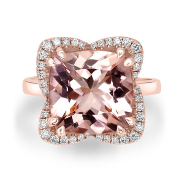 6.03ct Morganite Rings with 0.35tct Diamond set in 14K Rose Gold
