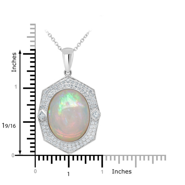13.86ct Opal Pendant with 1.23tct Diamonds set in 14K White Gold