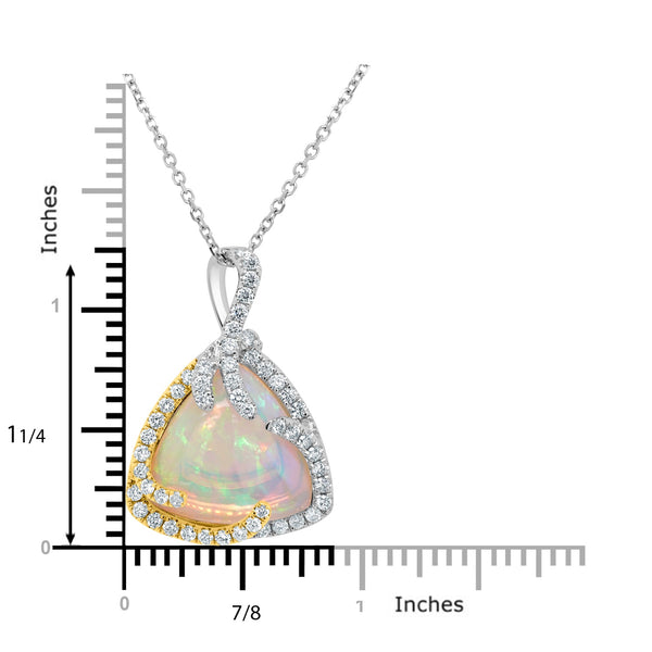 11.14ct Opal Pendant with 1.36tct Diamonds set in 14K Two Tone Gold