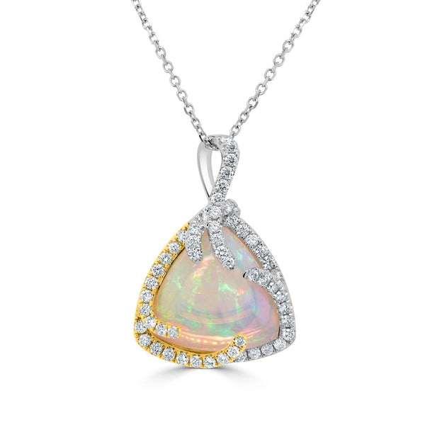 11.14ct Opal Pendant with 1.36tct Diamonds set in 14K Two Tone Gold
