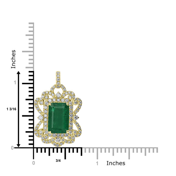 3.24ct   Emerald Pendants with 0.92tct Diamond set in 14K Yellow Gold