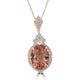 16.16ct  Morganite Pendants with 0.58tct Diamond set in 14K Two Tone Gold