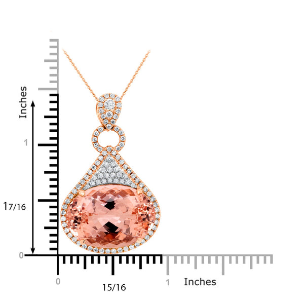 18.63ct Morganite Pendant with 0.78tct Diamonds set in 14K Two Tone Gold