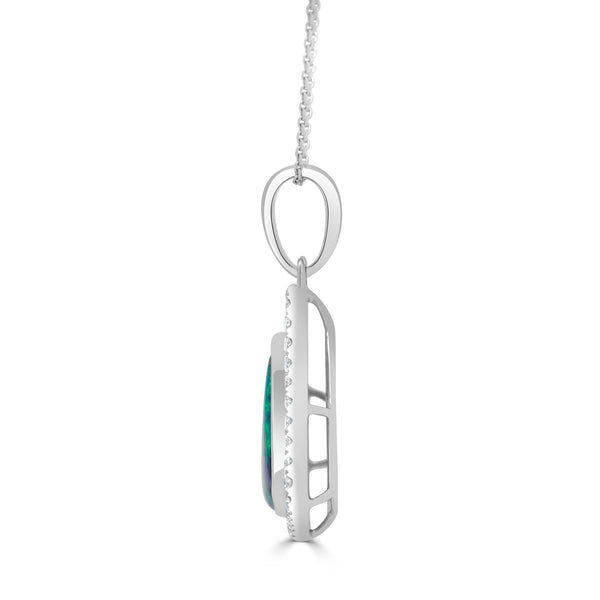0.97ct Opal Pendant with 0.25tct Diamonds set in 14K White Gold