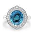 9.99ct  Blue Zircon Rings with 0.32tct Diamond set in 14K White Gold