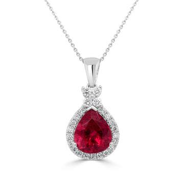 1.93ct Rubellite Pendant with 0.24tct Diamonds set in 14K White Gold