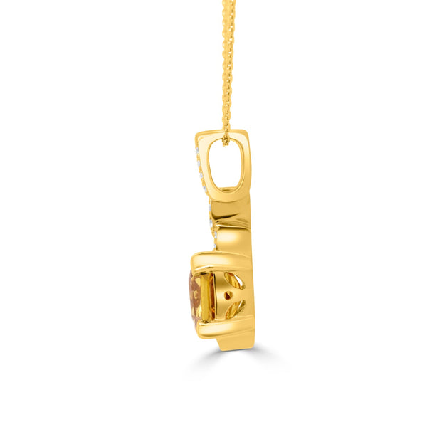 2.06ct Sapphire Pendant with 0.07tct Diamonds set in 14K Yellow Gold