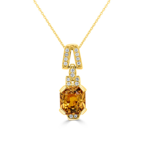 2.06ct Sapphire Pendant with 0.07tct Diamonds set in 14K Yellow Gold