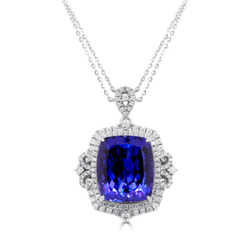 29.87 Tanzanite Pendants with 1.78tct Diamond set in 18K White Gold