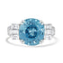 8.95 Blue Zircon Rings with 0.71tct Diamond set in 14K White Gold