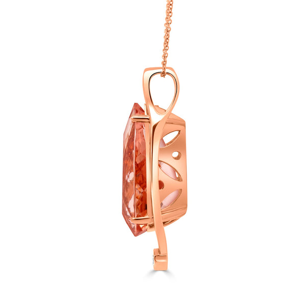 26.91ct Morganite Pendant with 0.14tct Diamonds set in 14K Rose Gold