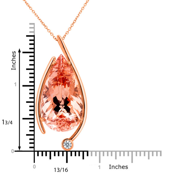 26.91ct Morganite Pendant with 0.14tct Diamonds set in 14K Rose Gold