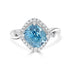 7.12 Blue Zircon Rings with 0.34tct Diamond set in 14K White Gold