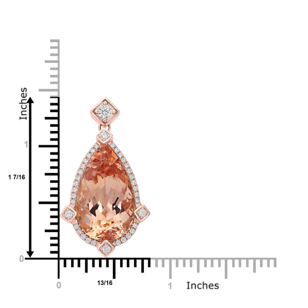 14.88ct  Morganite Pendants with 0.48tct Diamond set in 14K Rose Gold