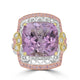 16.52ct  Kunzite Rings with 0.58tct Diamond set in 18K Three Tone Gold
