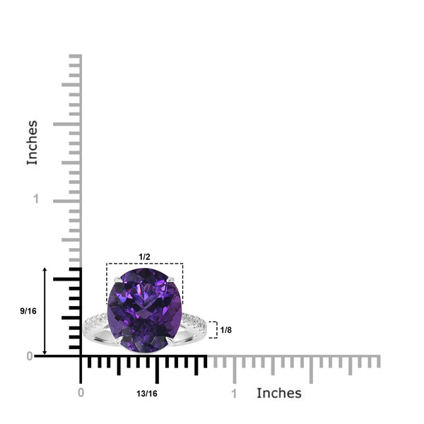 7.98ct  Amethyst Rings with 0.35tct Diamond set in 18K White Gold