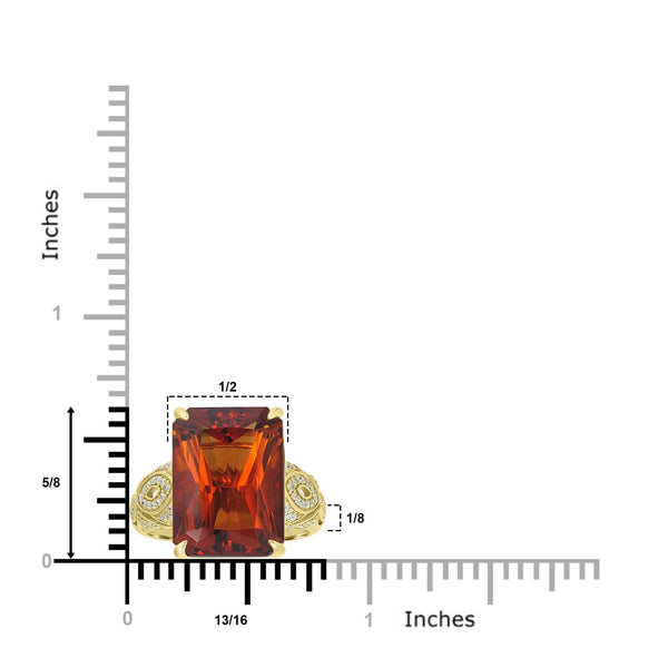 10.75ct  Citrine Rings with 0.38tct Diamond set in 18K Yellow Gold