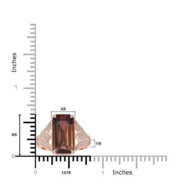 7.1ct  Tourmaline Rings with 0.17tct Diamond set in 18K Yellow Gold
