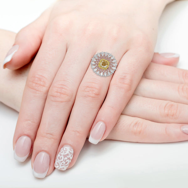 2.03ct Diamond Rings with 2tct Diamond set in 18K Rose Gold & Two Tone Gold