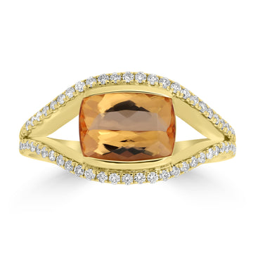 2.12ct Imperial Topaz Rings with 0.32tct Diamond set in 18K Yellow Gold