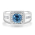 4.57ct Blue Zircon Ring with 0.52tct Diamonds set in 14K White Gold