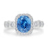 5.21ct Blue Zircon Ring with 0.76tct Diamonds set in 14K White Gold