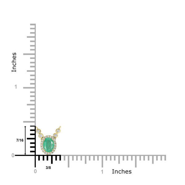 1.28ct Emerald Necklaces with 0.21tct Diamond set in 14K Yellow Gold