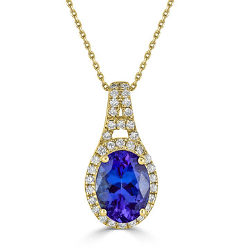 1.43ct Tanzanite Pendant with 0.17tct diamonds set in 14K yellow gold