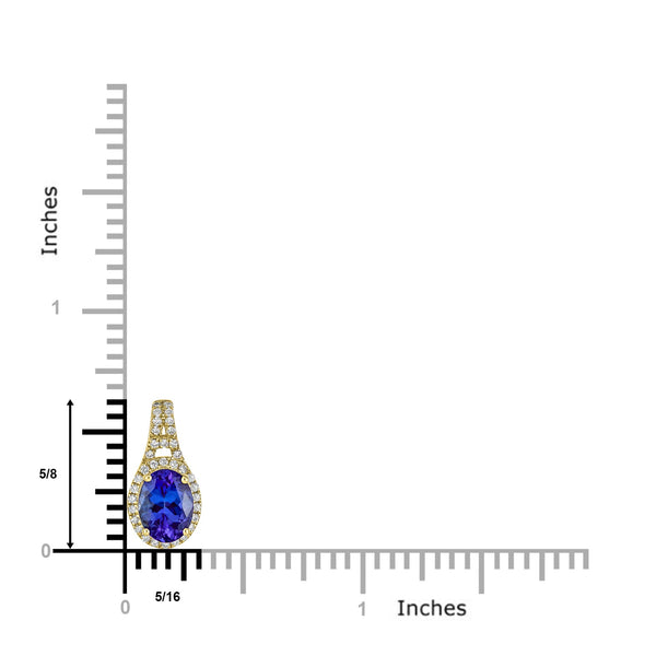 1.43ct Tanzanite Pendant with 0.17tct diamonds set in 14K yellow gold