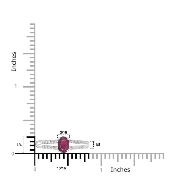 0.69ct   Ruby Rings with 0.13tct Diamond set in 14K White Gold