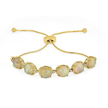 6.64tct Opal Bangle with 6.66tct Diamonds set in 14K Yellow Gold