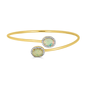 2.01tct Opal Bangle with 0.33tct Diamonds set in 14K Yellow Gold