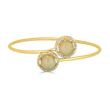 3.21tct Opal Bangle with 0.30tct Diamonds set in 14K Yellow Gold