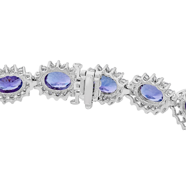 25.46tct Tanzanite Bracelet with 5.94tct Diamonds set in 14K White Gold