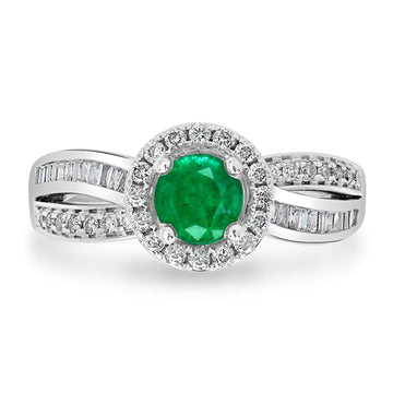0.5ct Emerald Ring with 0.37tct Diamonds set in 14K White Gold