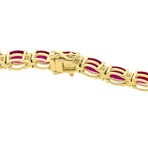 13.63tct Ruby Bracelet with 0.38tct Diamonds set in 14K Yellow Gold