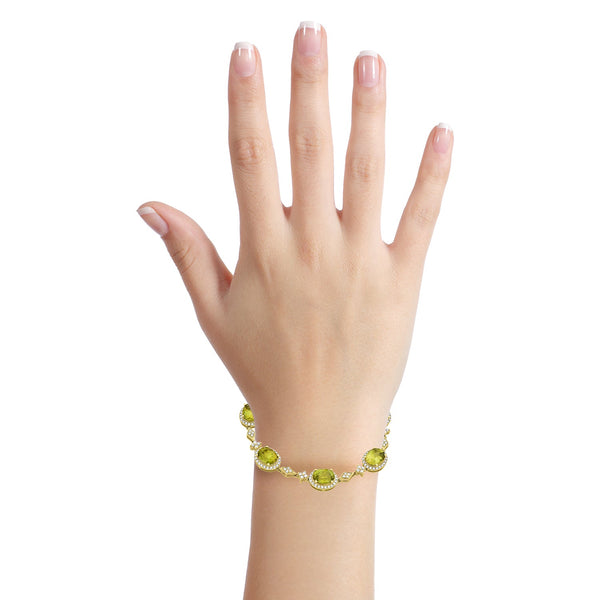19.75tct Sphene Bracelet with 2.10tct Diamonds set in 14K Yellow Gold