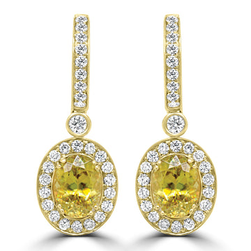 4.61ct Sphene Earring with 1.33ct Diamonds set in 14K Yellow Gold